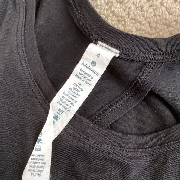 Lululemon All Tied Up Tank Black Size 4 Like New Pima Cotton Open Back Runs Big - Picture 3 of 9